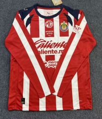 2025/26 CD Guadalajara Home Red & White LS Thailand Soccer Jersey AAA-07