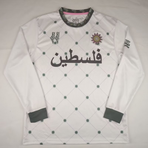 Retro Version Palestine White Thailand LS Soccer Jersey AAA-38