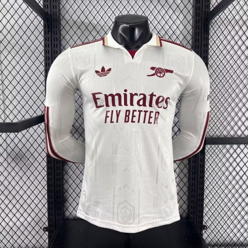 Player Version 2025/26 Arsenal 2nd Away White LS Thailand Soccer Jersey AAA-888/16/703