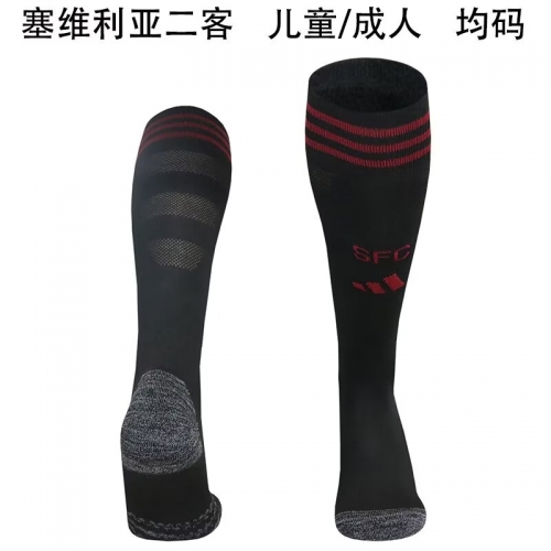 Adult & Kids 2025/26 Sevilla FC 2nd Away Black Thailand Soccer Socks