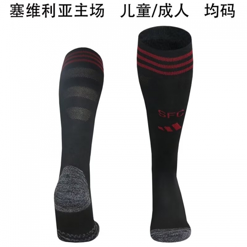 Adult & Kids 2025/26 Sevilla FC Home Black Thailand Soccer Socks