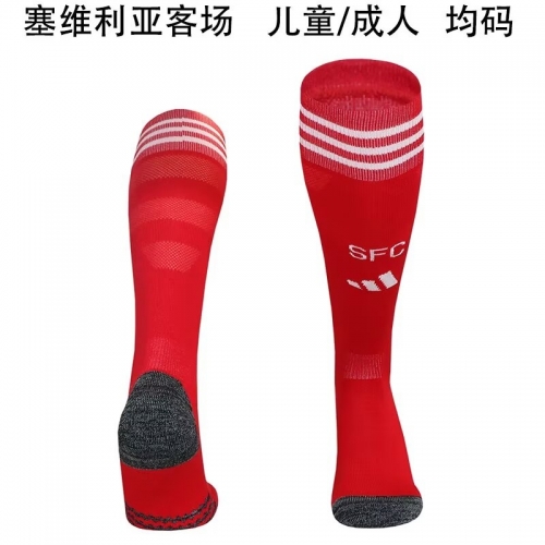 Adult & Kids 2025/26 Sevilla FC Away Red Thailand Soccer Socks