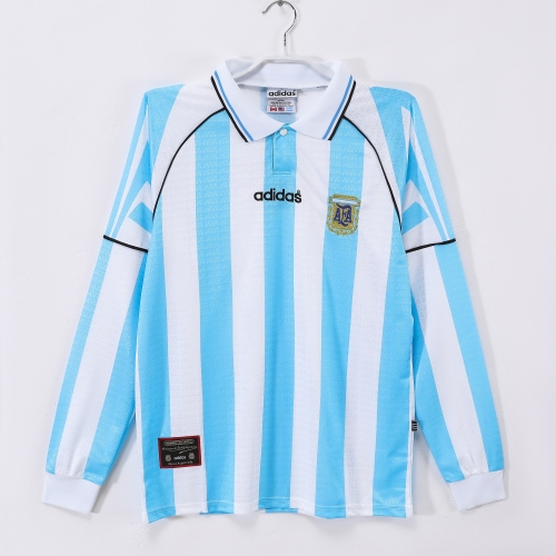 96/97 Retro Version Argentina Home Blue White LS Thailand Soccer Jersey AAA-710