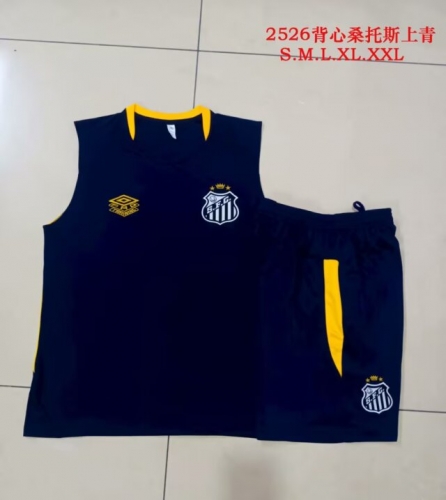 2025/26 Santos Cyan Soccer Tracksuit Vest Suit -815