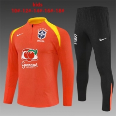 Player Version 2025/26 Brazil Orange Kids/Youth Soccer Tracksuit Uniform-801