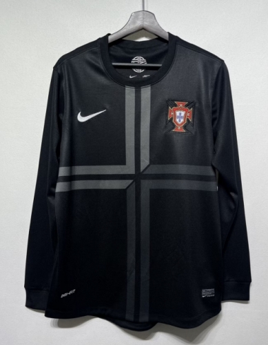 2012 Retro Version Portugal Away Black LS Thailand Soccer Jersey AAA-301