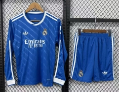 Kids 2025/26 Rea Madrid 2nd Away Blue LS Kids/Youth Soccer Uniform-530