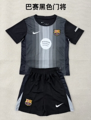 Kids 2025/26 Barcelona Goalkeeper Black Kids/Youth Soccer Uniform-208