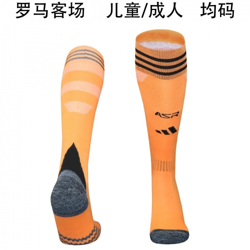 Adult/Kids 2025/26 Roma Away Orange Thailand Soccer Socks