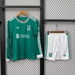 Kids 2025/26 Liverpool 2nd Away Green Kids/Youth Training LS Soccer Uniform-530