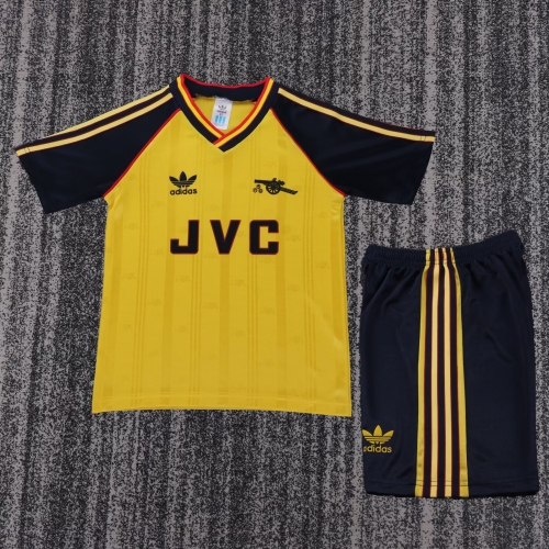 88/90 Retro Version Arsenal Away Yellow Kids/Youth Soccer Uniform-811
