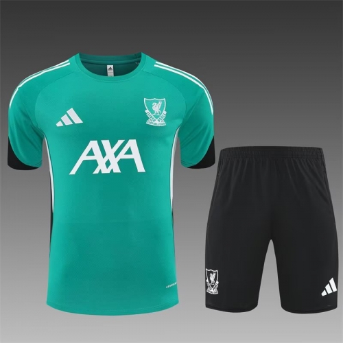 2025/26 Liverpool Green Shorts-Sleeve Soccer Tracksuit Uniform-801/815