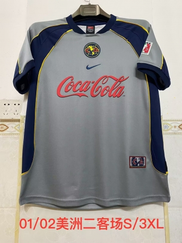01/02 Retro Version Club América 2nd Away Gray Thailand Soccer Jersey AAA-2041