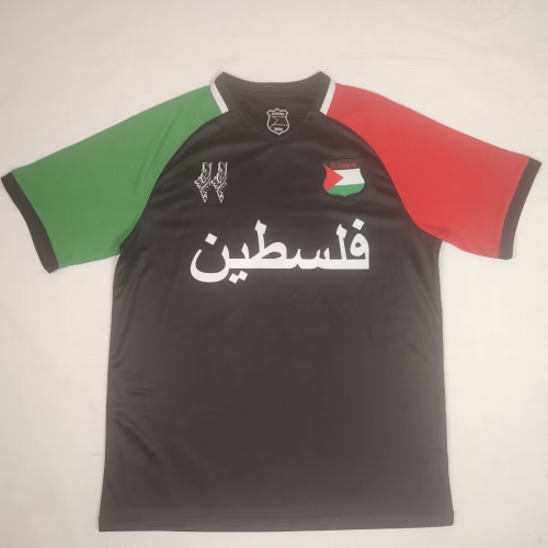 Retro English Version Palestine Black Thailand Soccer Jersey AAA-38