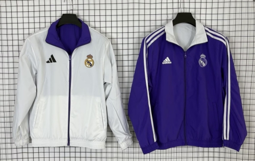 Double-sided 2025/26 Rea Madrid Blue & White Windbreaker Hoodies Top-510