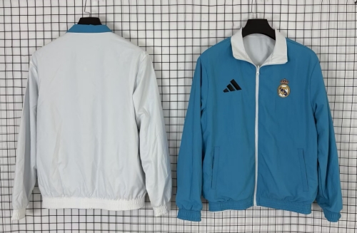 Double-sided 2025/26 Rea Madrid Blue & White Windbreaker Hoodies Top-510