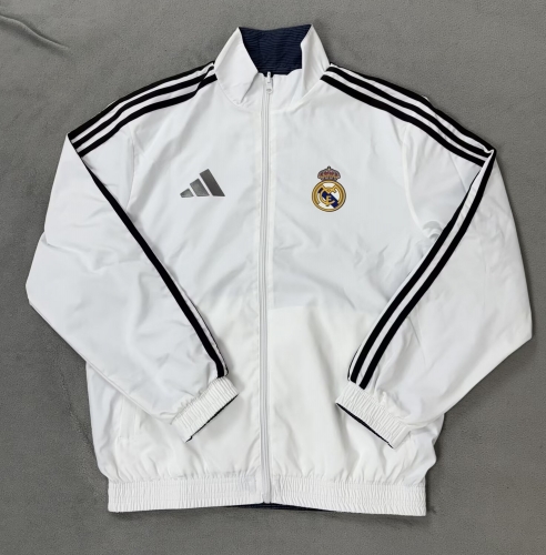 New Double-sided 2025/26 Rea Madrid Blue & White Windbreaker Hoodies Top-510