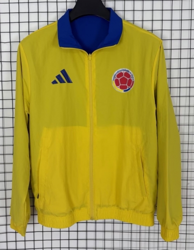 Double-sided 2025-26 Colombia Yellow & Blue Windbreaker Hoodies Top-510