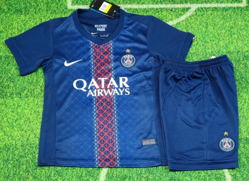With Star 2025/26 Paris SG Home Royal Blue Kids/Youth Soccer Uniform-812/507/522
