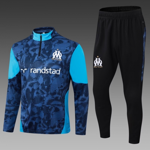 2025/26 Olympique de Marseille Black & Blue Thailand Soccer Tracksuit Uniform-411