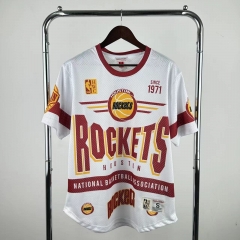 26 Models MN Retro Version NBA Houston Rockets White T-Shirts-311