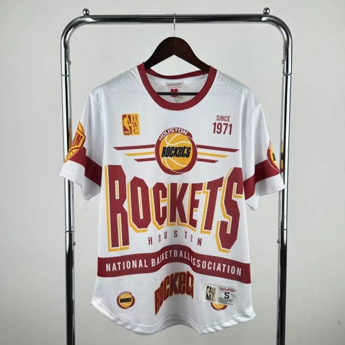 26 Models MN Retro Version NBA Houston Rockets White T-Shirts-311