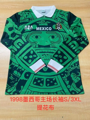 1998 Retro Version Mexico Home Green Thailand LS Soccer Jersey AAA-2041