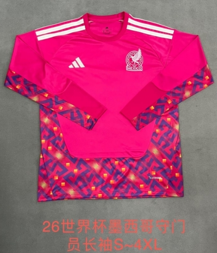 2025/26 Mexico Goalkeeper Rose Red Thailand LS Soccer Jersey AAA-2146/07