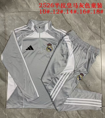 Kids 2025/26 Rea Madrid Gray Kids/Youth Soccer Tracksuit Uniform-815