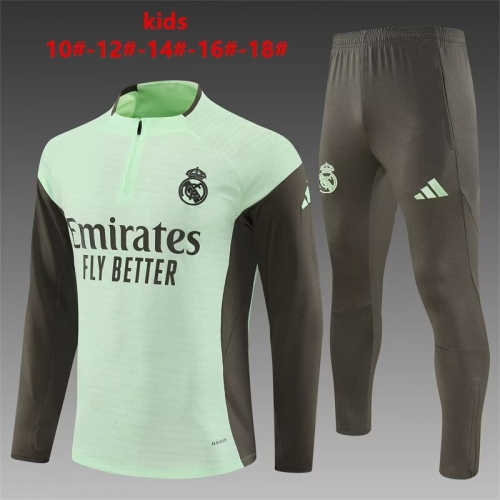 Player Version 2025/26 Rea Madrid Light Green Kids/Youth Soccer Tracksuit Uniform-801