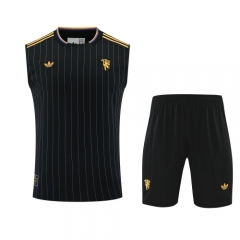 2025/26 Manchester United Black Thailand Soccer Training Vest Suit-418