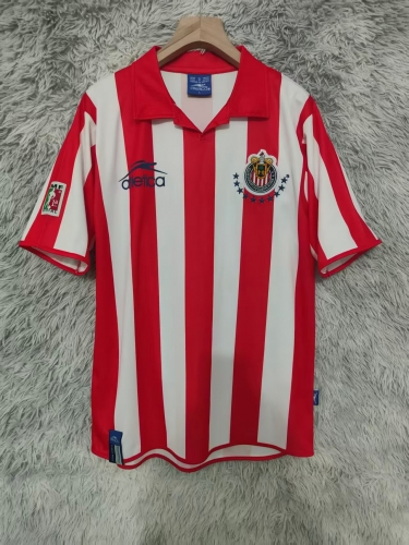 03/04 Retro Version Deportivo Guadalajara Home Red & White Thailand Soccer Jersey AAA-2178