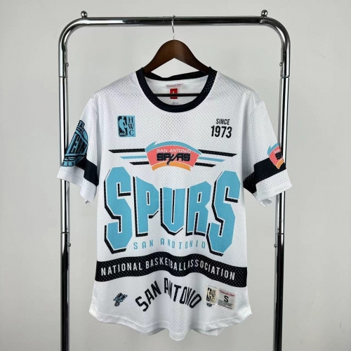 26 Models #MN Retro Version NBA San Antonio Spurs White T-Shirts-311