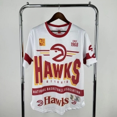 26 Models #MN Retro Version NBA  Atlanta Hawks White T-Shirts-311