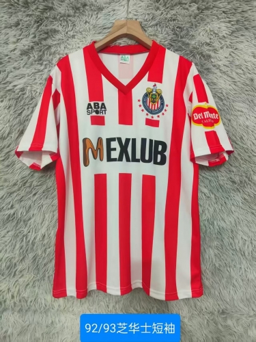 92/93 Retro Version Deportivo Guadalajara Home Red & White Thailand Soccer Jersey AAA-2178