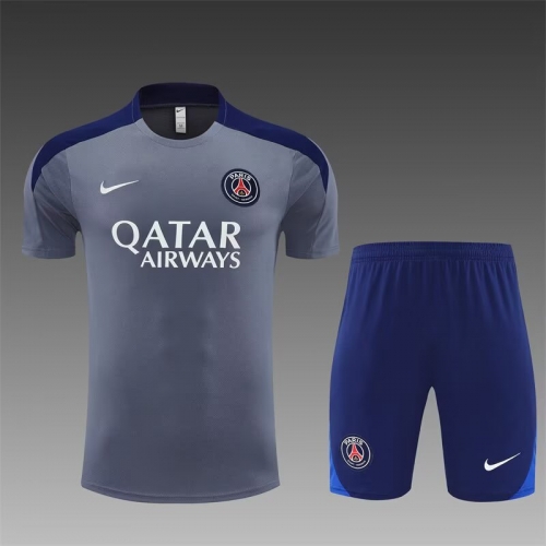 2025/26 Paris SG Gray Blue Shorts-Sleeve Thailand Soccer Uniform-815/801