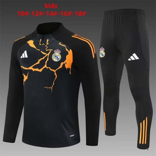 Kids 2025/26 Rea Madrid Black Kids/Youth Soccer Tracksuit Uniform-801
