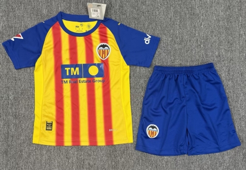 Kids 2025/26 Valencia Away Yellow & Red Kids/Youth Soccer Uniform-507/522/208