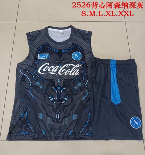 2025/26 Napoli Gray Soccer Tracksuit Vest Suit-815