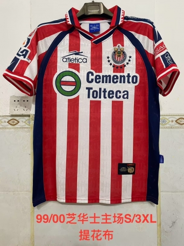 99/00 Retro Version Deportivo Guadalajara Home Red & White Thailand Soccer Jersey AAA-2041