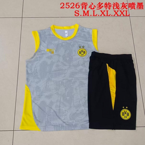 2025/26 Borussia Dortmund Gray Soccer Vest Suit-815