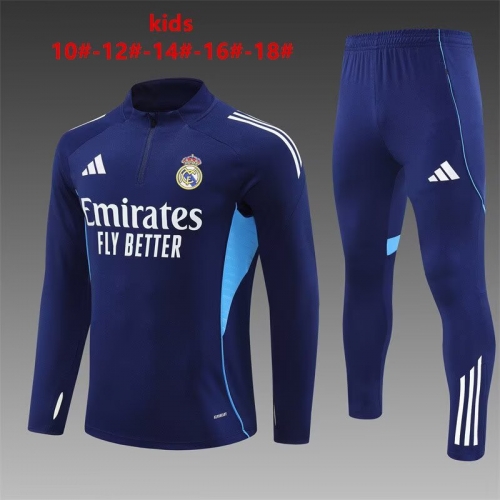 Kids 2025/26 Rea Madrid Royal Blue Kids/Youth Soccer Tracksuit Uniform-801