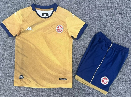 Kids 2025/26 Tunisia 2nd Away Yellow Kids/Youth Soccer Uniform-1040