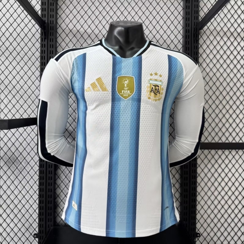 Player Version 2025/26 Argentina Home White & Blue Thailand LS Soccer Jeesey AAA-XY