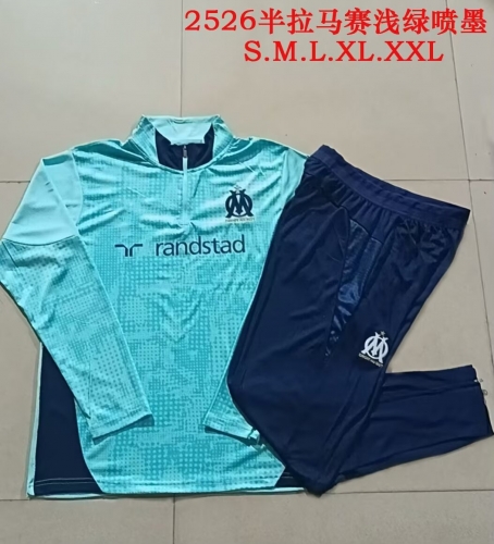 2025/26 Olympique de Marseille Light Green Thailand Soccer Tracksuit Uniform-815