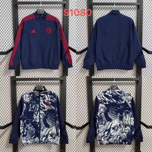 Double-sided 2025-26 Bayern Münche Blue Windbreaker Hoodies Top-47