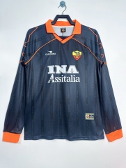 99/00 Retro Version AS Roma 2nd Away Black LS Thailand Soccer Jersey AAA-811