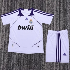 Kids 07-08 Retro Version Real Madrid Home White Kids/Youth Soccer Uniform-811