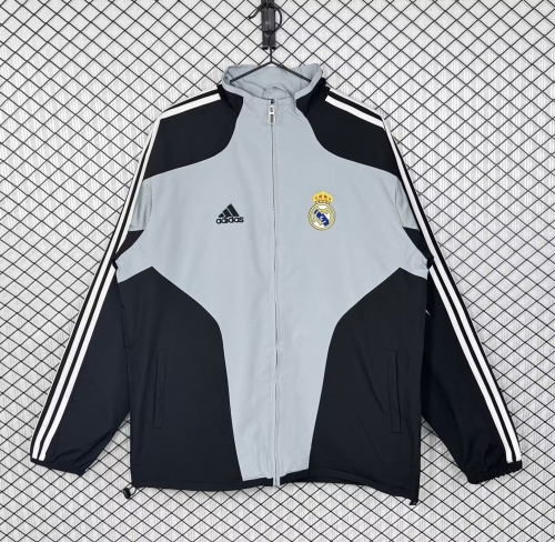 04/05 Retro Version Rea Madrid Black & Gray Windbreaker Hoodies Top-503