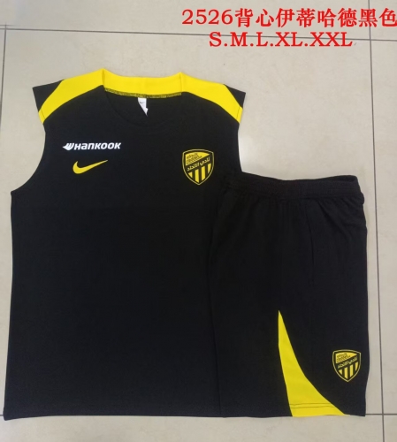 (Size S-2XL ) 2025/26 Al-Ittihad Black Soccer Vest Set-815